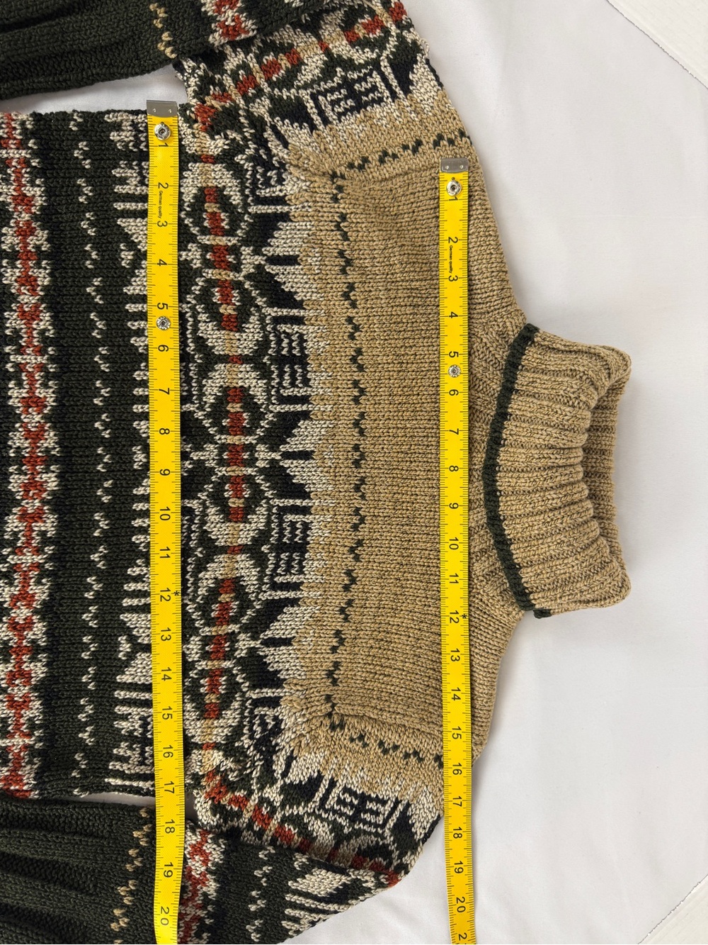 East West Fashions Women’s M Fair Isle Turtleneck Sweater Brown Green Orange - Picture 7 of 10